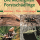 Cover des Buches 'Die wichtigsten Forstschädlinge' mit vier Abbildungen von Insekten, Käfern, Pilzen