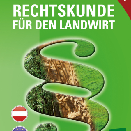 Cover des Buches 'Rechtskunde für den Landwirt' mit einem Paragraphenzeichen auf grünem Hintergrund