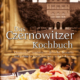 Cover des Buches 'Das Czernowitzer Kochbuch' mit einer Süßspeise und im Hintergrund eine alte Aufnahme eines alten Gebäudes