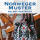 Cover des Buches 'Norwegermuster selbst gestrickt' mit einem Spinnrad und einem gestrickten gemusterten Stoff darauf