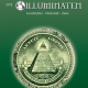 Cover des Buches 'Die Illuminaten' mit dem Emblem der Illuminaten einer Pyramide in einem Kreis auf dunkelgrünem Hintergrund