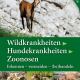 Cover des Buches 'Wildkrankheiten' mit Abbildung einer Gams und unten drei weitere Abbildungen mit Küken, Hasen und einem Hund