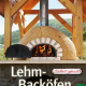 Cover des Buches 'Lehm-Backöfen' mit einem Lehmbackofen, in dem ein Feuer brennt