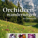 Cover des Buches 'Orchideenwanderungen in Österreich' mit einer Blumenwiese und drei weitere kleine Abbildungen mit Orchideen