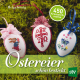 Cover des Buches 'Ostereier schön bestickt' mit drei verschieden bestickten Ostereiern