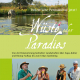 Cover des Buches 'Wüste oder Paradies' mit einer Naturlandschaft und Teich und auf der unteren Abbildung eine Gruppe Menschen