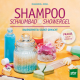 Cover des Buches 'Shampoo, Schaumbad & Showergel' mit verschiedenen Seifen und Badesalzen in Gläsern