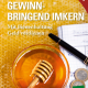 Cover des Buches 'Gewinnbringend Imkern' mit flüssigen Hönig, daneben Euromünzen, Stift und Blatt Papier, darunter Bienenwachs