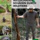 Cover des Buches 'Wildschäden und Schäden durch Wildtiere' mit einem Jäger und fünf kleinen Abbildungen links mit verschiedenen Wildtieren