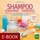 Cover des E-Books 'Shampoo, Schaumbad & Showergel' mit verschiedenen Seifen und Badesalzen in Gläsern
