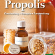 Cover des E-Books 'Propolis' mit einem Fläschchen, Creme, Wachs und ein umgekipptes Glas mit Propolis