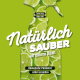 Cover des Buches 'Natürlich sauber' mit einer Sprühflasche, auf der Limetten abgebildetet sind; vor einem hellgrünen Hintergrund
