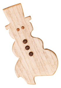 Ein flacher Schneemann aus Holz