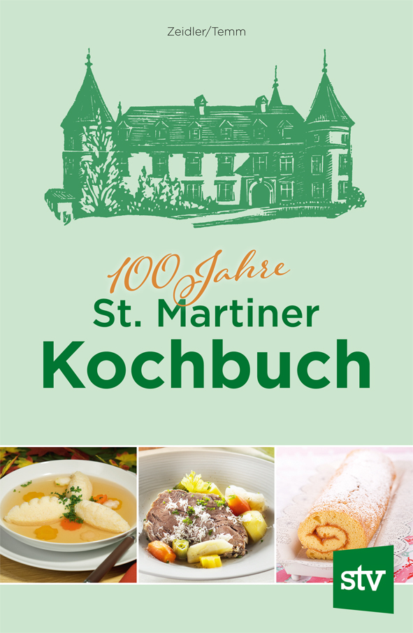 Cover des broschierten Buches 'St. Martiner Kochbuch' mit einer Zeichnung des Schloss St. Martin