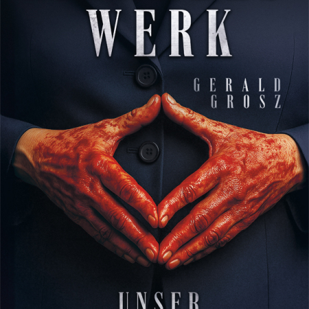 Cover des Buches 'Merkels Werk - Unser Untergang' mit Händen an denen sich Daumen und Zeigefinger an den Spitzen berühren und eine rautenförmige Figur bilden.