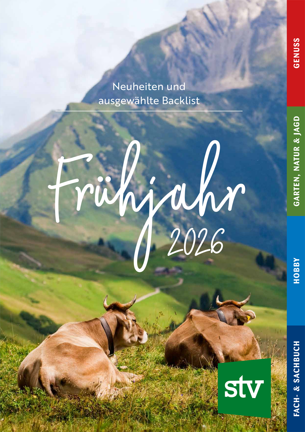 Umschlagbild der Frühjahrsvorschau 2026 des Leopod Stocker Verlags mit den einem Bild von 2 Kühen die auf einer Weide liegen